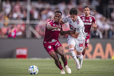 SAO PAULO (SP), 07 / 01 / 2023 - BRAZILIAN CHAMPIONSHIP / SAO X FLUMINENSE - Sao Paulo ve Fluminense arasındaki maç sırasında John Arias, 2023 Brezilya Futbol Şampiyonası 'nın onüçüncü turu için geçerli