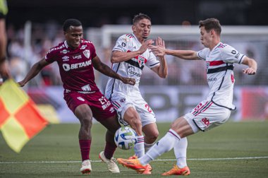 SAO PAULO (SP), Brazil - 07 / 01 / 2023 - BRAZILIAN CHAMPIONSHIP / SAO X FLUMINENSE - Pablo Maia Sao Paulo ve Fluminense arasındaki maç sırasında, 2023 Brezilya Futbol Şampiyonası 'nın onüçüncü turu için geçerli