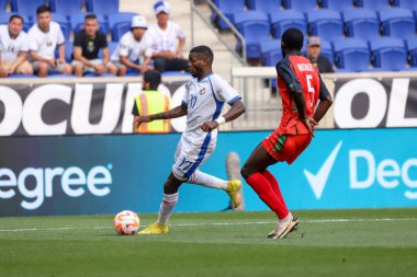(Concacaf Gold Cup: Martinique ve Panama arasında futbol maçı. 30 Haziran 2023, Harrison, New Jersey, ABD: Martinica ile Panama arasındaki futbol maçı, Cuma günü Harrison 'daki Red Bull Arena' da oynanan Concacaf Gold Cup 'ın ikinci turu için geçerlidir. 