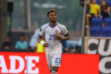 (Concacaf Gold Cup: Martinique ve Panama arasında futbol maçı. 30 Haziran 2023, Harison, New Jersey, ABD: Michael Murillo, Panama 'nın Martinique' e karşı oynadığı ikinci golü Concacaf Gold Cup 'ın ikinci turunda kutladı.