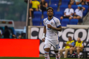 (Concacaf Gold Cup: Martinique ve Panama arasında futbol maçı. 30 Haziran 2023, Harison, New Jersey, ABD: Michael Murillo, Panama 'nın Martinique' e karşı oynadığı ikinci golü Concacaf Gold Cup 'ın ikinci turunda kutladı.