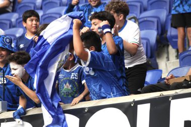 (Concacaf Gold Cup: Martinique ve Panama arasında futbol maçı. 30 Haziran 2023, Harison, New Jersey, ABD: Martinique ve Panama arasındaki futbol maçı, Cuma günü Harrison 'daki Red Bull Arena' da oynanan Concacaf Gold Cup 'ın ikinci turu için geçerlidir. 