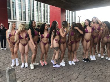 Sao Paulo (SP), 06 / 30 / 2023 COMPETITION / MISS / BUMBUM / SP Miss BumBum 2023 yarışması adayları Kasım ayında Brezilya 'nın en güzel Bum Bum yarışmasını tanıtmak için Avenida Paulista' daydı.