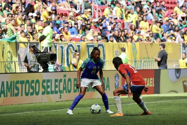 巴西利亚 2023 Sport Football Selecao Woman 巴西女子足球队与智利的友谊赛 2023年7月2日 上午在巴西利亚Mane Garrincha体育场举行 — 图库照片