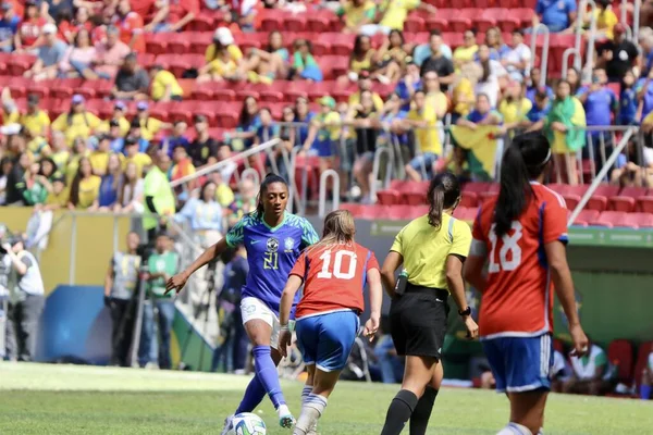巴西利亚 2023 Sport Football Selecao Woman 巴西女子足球队与智利的友谊赛 2023年7月2日 上午在巴西利亚Mane Garrincha体育场举行 — 图库照片