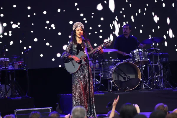 stock image (NEW) Marisa Monte performs live at Central Park Summer Stage. July 02, 2023, New York, USA: Brazilian famous singer, Marisa Monte performs live at Central Park opening the Summer Stage presented by Capital One City Parks Foundation.