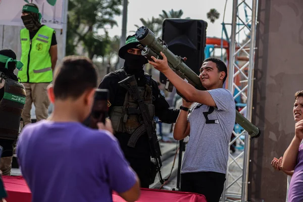 Int Qassam Brigades Gaza Military Exhibition Behalf Image Memorial June — Stock Photo, Image