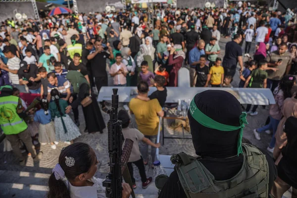 Int Ταξιαρχίες Qassam Στη Γάζα Στρατιωτική Έκθεση Για Λογαριασμό Της — Φωτογραφία Αρχείου