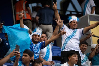 (Concacaf Gold Cup: Guadalupe ve Guatemala arasındaki futbol maçı. 4 Temmuz 2023, Harison, New Jersey, ABD: Guadalupe ve Guatmala arasındaki futbol maçı, Concacaf Gold Cup 'ın 3. turu için Harrison' daki Red Bull Arena 'da geçerli.