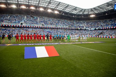 (Concacaf Gold Cup: Guadalupe ve Guatemala arasındaki futbol maçı. 4 Temmuz 2023, Harison, New Jersey, ABD: Guadalupe ve Guatmala arasındaki futbol maçı, Concacaf Gold Cup 'ın 3. turu için Harrison' daki Red Bull Arena 'da geçerli.