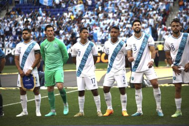 (Concacaf Gold Cup: Guadalupe ve Guatemala arasındaki futbol maçı. 4 Temmuz 2023, Harison, New Jersey, ABD: Guadalupe ve Guatmala arasındaki futbol maçı, Concacaf Gold Cup 'ın 3. turu için Harrison' daki Red Bull Arena 'da geçerli.