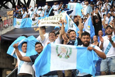 (Concacaf Gold Cup: Guadalupe ve Guatemala arasındaki futbol maçı. 4 Temmuz 2023, Harison, New Jersey, ABD: Guadalupe ve Guatmala arasındaki futbol maçı, Concacaf Gold Cup 'ın 3. turu için Harrison' daki Red Bull Arena 'da geçerli.