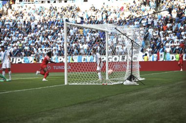 (Concacaf Gold Cup: Guadalupe, Guatemala 'ya karşı. 4 Temmuz 2023, Harrison, New Jersey: Gravillon, Guadalupe 'nin Red Bull Arena' da Guatemala 'ya karşı oynadığı futbol maçında ilk golünü attı.