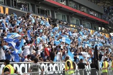 (Concacaf Gold Cup: Guadalupe, Guatemala 'ya karşı. 4 Temmuz 2023, Harison, New Jersey, ABD: Guatemala 'dan Rubio Mendez, Red Bull Arena' da oynanan Concacaf Gold Cup 'ın 3. turunda Guadeloupe' a karşı oynadığı maçta beraberlik golünü attı.