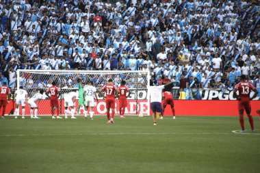 (Concacaf Gold Cup: Guadalupe, Guatemala 'ya karşı. 4 Temmuz 2023, Harrison, New Jersey, ABD: Ange-Freddy Plumain Guadalupe 'nin Guatemala' ya karşı oynadığı futbol maçında Concacaf Gold Cup 'ın 3. raundunda geçerli olan ikinci golünü attı.