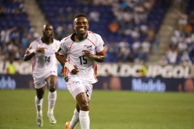 Concacaf Gold Cup: Kosta Rika Martinik 'e karşı. 4 Temmuz 2023, Harison, New Jersey, ABD: Martinique 'li Patrick Burner, Kosta Rika' ya karşı oynadığı futbol maçında Red Bull Arena 'da düzenlenen 3.