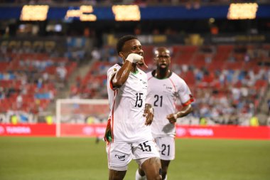 Concacaf Gold Cup: Kosta Rika Martinik 'e karşı. 4 Temmuz 2023, Harison, New Jersey, ABD: Martinique 'li Patrick Burner, Kosta Rika' ya karşı oynadığı futbol maçında Red Bull Arena 'da düzenlenen 3.