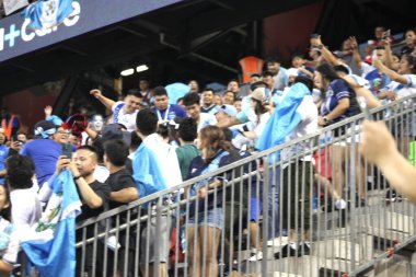 (Guatemala Oyuncuları, Concacaf Altın Kupasında Guadeloupe 'a karşı kazandıkları zaferi kutluyorlar. 4 Temmuz 2023, Harison, New Jersey, ABD: Guadaloupe ve Guatemala arasındaki futbol maçı Red Bull Arena 'da oynanan Concacaf Gold Cup' ın 3. turu için geçerli