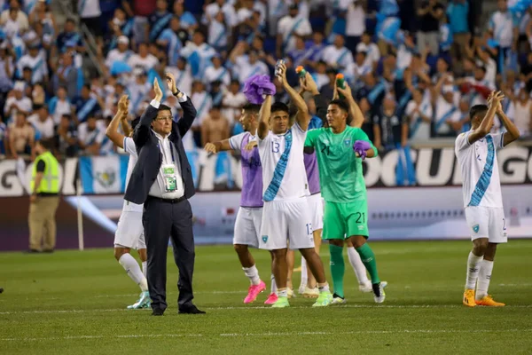 Spo Guatemala Jogadores Comemoram Sua Vitória Sobre Guadalupe Durante Copa — Fotografia de Stock
