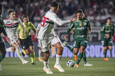 SAO PAULO (SP), 07 / 05 / 2023 - COPA DO BRASIL / SAO X PALMEIRAS - Cicero Pompeu de Toledo de Toledo 'da yapılan 2023 Copa do Brasil futbol maçının ilk ayağı için geçerli olan Sao Paulo ve Palmeiras arasındaki maçta Gabriel Menino