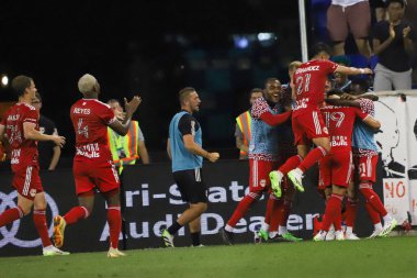 (SPO) 2023 MLS Normal Sezonu: New England Devrimi 'ne karşı New York Red Bulls. 8 Temmuz 2023. Harrison, New Jersey, ABD: New York Red Bulls takımından Wikelman Carmona, New England Revolution 'a karşı oynadığı futbol maçında golünü kutluyor