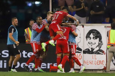 (SPO) 2023 MLS Normal Sezonu: New England Devrimi 'ne karşı New York Red Bulls. 8 Temmuz 2023. Harrison, New Jersey, ABD: New York Red Bulls takımından Wikelman Carmona, New England Revolution 'a karşı oynadığı futbol maçında golünü kutluyor