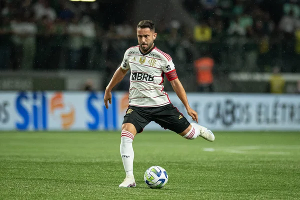 stock image Sao Paulo (SP), 07/08/2023 - BRASILEIRO/PALMEIRAS X FLAMENGO - Everton Ribeiro in a match between Palmeiras and Flamengo, valid for the 14th round of the Brazilian Football Championship, held at Allianz Parque, in the west zone of Sao Paulo