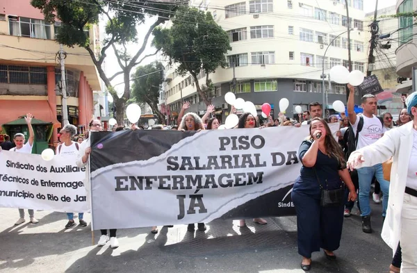 Rio Janeiro Brasil 2023 Manifestacao Saude Salary Enfermeiros Área Saúde — Fotografia de Stock