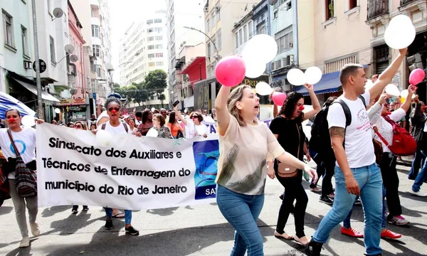 Ρίο Ντε Τζανέιρο Βραζιλία 2023 Manifestacao Saude Salary Νοσοκόμες Στον — Φωτογραφία Αρχείου