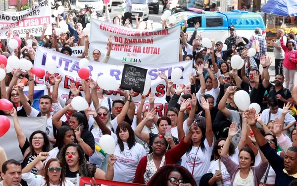 Rio Janeiro Brasilien 2023 Manifestacao Saude Salari Sjuksköterskor Inom Hälsoområdet — Stockfoto