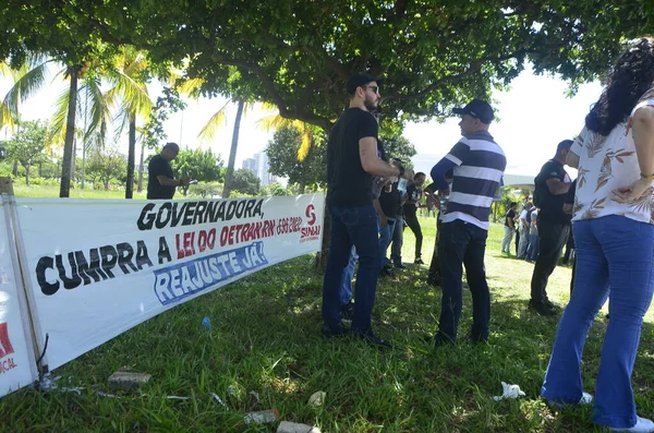 Natal ブラジル 2023年7月13日 Servidores Detran Detran Rnの従業員は カテゴリーの主張に対処するために ファティマ ベゼラ知事との会話を持つために — ストック写真