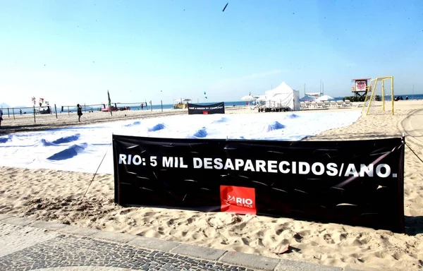 Río Janeiro Brasil 2023 Protest Bricklayer Amarildo Copacabana Una Manifestación — Foto de Stock