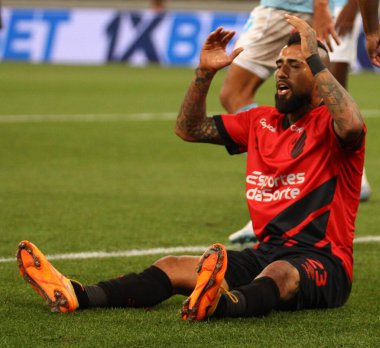 Brezilya Futbol Şampiyonası: Atletico Halkla İlişkiler Bahia 'ya karşı. 16 Temmuz 2023, Curitiba, Parana, Brezilya: 16 Temmuz Pazar günü Ligga Arena 'da oynanan 2023 Brezilya Futbol Şampiyonası' nın 15. Raundu için Athletico PR ve Bahia arasındaki futbol maçı.) 