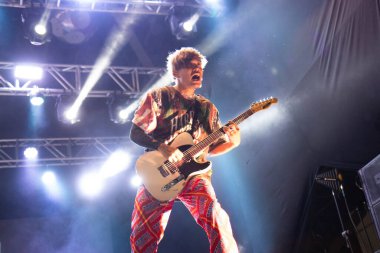 Flow Band Sao Paulo 'da canlı performans sergiliyor. 16 Temmuz 2023, Sao Paulo, Brezilya: Japon grup Flow, Sao Paulo 'nun kuzeyindeki Anime Friends 2023, Neşelenen Arkadaşlar, 16 Temmuz Pazar günü Anhembi sergisinde canlı performans sergiliyor.