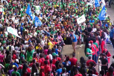 Üniversite öğrencileri UNE politika kararlarını oyluyor. 15 Temmuz 2023, Brasilia, Federal Bölge, Brezilya: Ülkenin dört bir yanından 10.000 'den fazla üniversite öğrencisi, Ulusal Öğrenciler Birliği' nin siyasi kararları hakkında oy kullanmak üzere bir araya geldi.