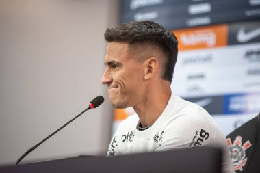 Sao Paulo (SP), 07 / 14 / 2023 - Oyuncu Matias Rojas Corinthians 'ta tanıtıldı ve Sao Paulo' da bu Cuma öğleden sonra, 14 Temmuz 2023 'te CT Joaquim Grava' da basın toplantısı düzenledi. Korintliler hazır.