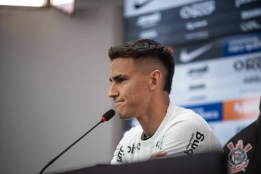 Sao Paulo (SP), 07 / 14 / 2023 - Oyuncu Matias Rojas Corinthians 'ta tanıtıldı ve Sao Paulo' da bu Cuma öğleden sonra, 14 Temmuz 2023 'te CT Joaquim Grava' da basın toplantısı düzenledi. Korintliler hazır.