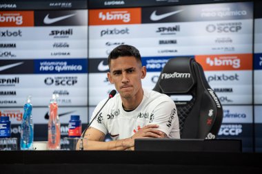 Sao Paulo (SP), 07 / 14 / 2023 - Oyuncu Matias Rojas Corinthians 'ta tanıtıldı ve Sao Paulo' da bu Cuma öğleden sonra, 14 Temmuz 2023 'te CT Joaquim Grava' da basın toplantısı düzenledi.. 