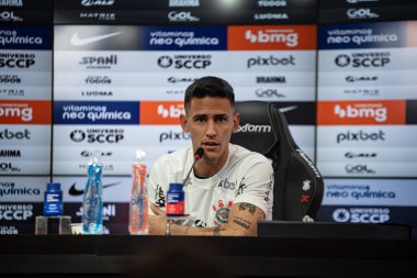 Sao Paulo (SP), 07 / 14 / 2023 - Oyuncu Matias Rojas Corinthians 'ta tanıtıldı ve Sao Paulo' da bu Cuma öğleden sonra, 14 Temmuz 2023 'te CT Joaquim Grava' da basın toplantısı düzenledi. Korintliler hazır.