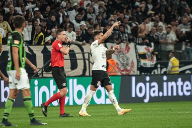 Sao Paulo (SP), Brezilya 07 / 15 / 2023 - Korintliler 'den Yuri Alberto, Korintliler ve Amerika-MG arasında oynanan ve Copa do Brasil 2023 çeyrek finalinin ikinci ayağı için geçerli olan maçta golünü kutluyor.