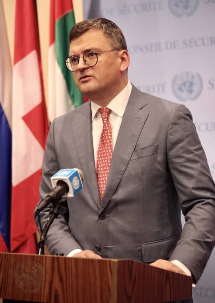 Konferencja Prasowa Dmytro Kuleba Ministrem Spraw Zagranicznych Ukrainy Lipca 2023 — Zdjęcie stockowe