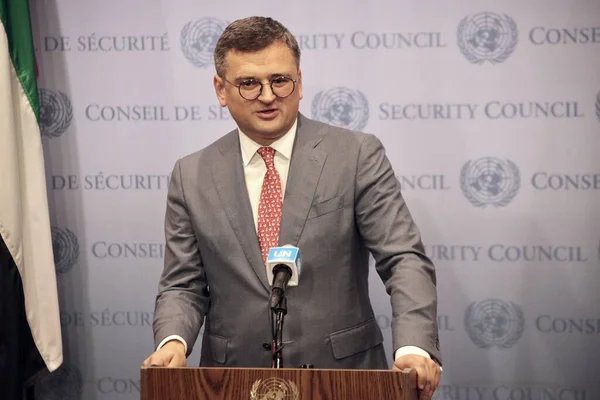 Konferencja Prasowa Dmytro Kuleba Ministrem Spraw Zagranicznych Ukrainy Lipca 2023 — Zdjęcie stockowe