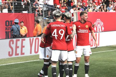 Şampiyonlar Turu: Manchester United Arsenal 'e karşı. 22 Temmuz 2023, East Rutherford, New Jersey, ABD: J. Sancho, Manchester 'ın eski rakibi Manchester United ile MetLife Stadyumu' ndaki Arsenal maçında ikinci golünü attı. 