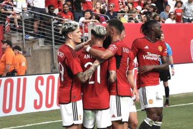 Şampiyonlar Turu: Manchester United Arsenal 'e karşı. 22 Temmuz 2023, East Rutherford, New Jersey, ABD: J. Sancho, Manchester 'ın eski rakibi Manchester United ile MetLife Stadyumu' ndaki Arsenal maçında ikinci golünü attı. 