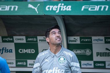 Sao Paulo (SP), Brezilya 07 / 22 / 2023 - Sao Paulo 'nun batı bölgesindeki Allianz Parque' da düzenlenen 2023 Brezilya Futbol Şampiyonası 'nın 16. turu için geçerli olan Palmeiras ve Fortaleza arasında oynanan karşılaşmada Koç Abel Ferreira