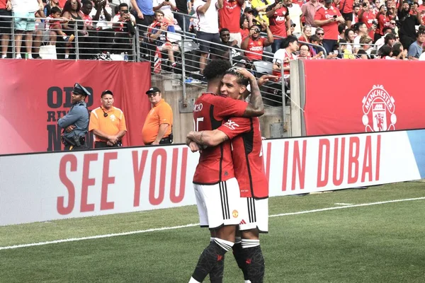 stock image Champions Tour: Manchester United vs Arsenal. July 22, 2023, East Rutherford, New Jersey, USA: J. Sancho scored second goal of Manchester during Old Rivals matchup between English Premier giants Manchester United and Arsenal at MetLife Stadium 