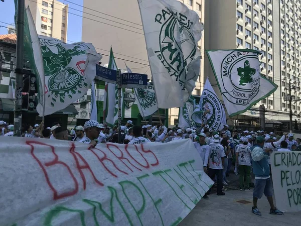 Torcedores Palmeiras Protestam Durante Campeonato Brasileiro Futebol Julho 2023 São — Fotografia de Stock