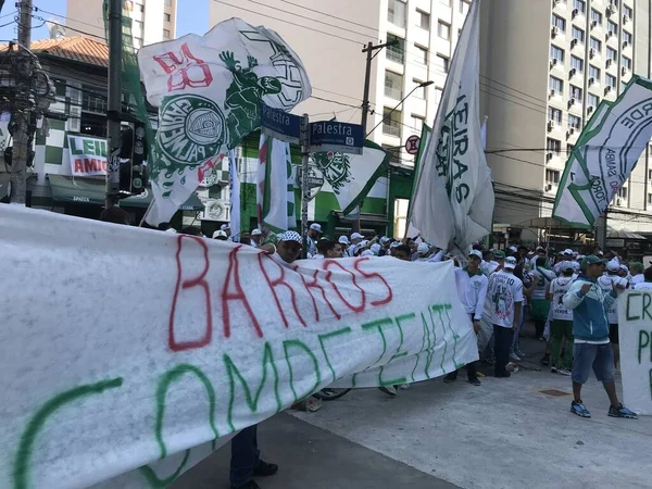 Фанаты Палмейраса Протестуют Время Чемпионата Бразилии Футболу Июля 2023 Года — стоковое фото