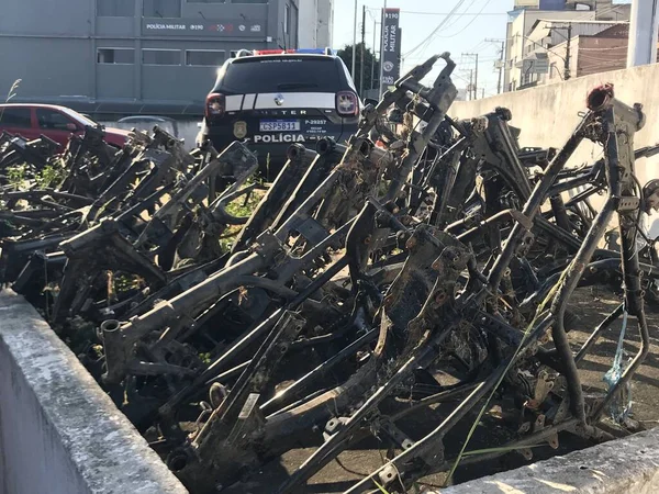 Int Policía Militar Recuperó 150 Cuadros Motocicletas Abandonadas Sao Paulo — Foto de Stock