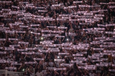 Sao Paulo (SP), Brezilya 07 / 25 / 2023 - Sao Paulo 'nun doğu bölgesindeki Neo Quimica Arena' da düzenlenen 2023 Copa do Brasil yarı finalinin ilk ayağı için geçerli olan Corinthians ve Sao Paulo arasında oynanan karşılaşmada taraftarlar